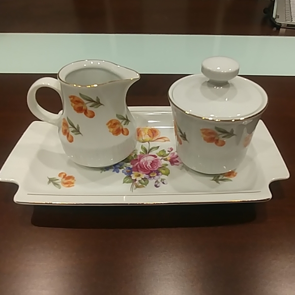 SP GDR Porcelain Set of 3 Tray Cream & Sugar Bowls - Picture 2 of 3